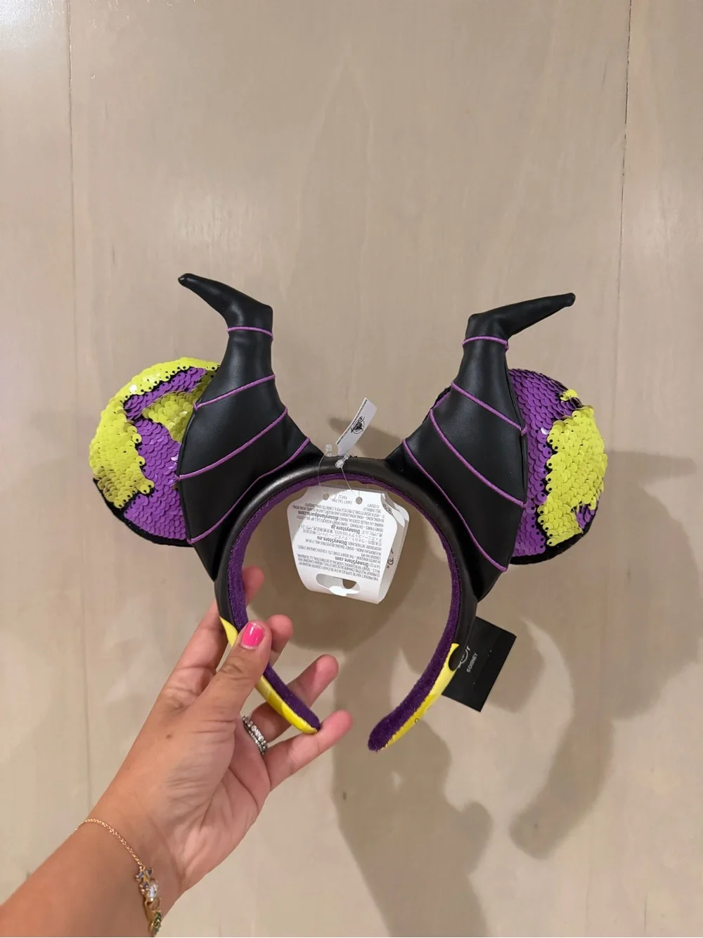 Disney parks Sequin flick Maleficent Minnie ears Headband